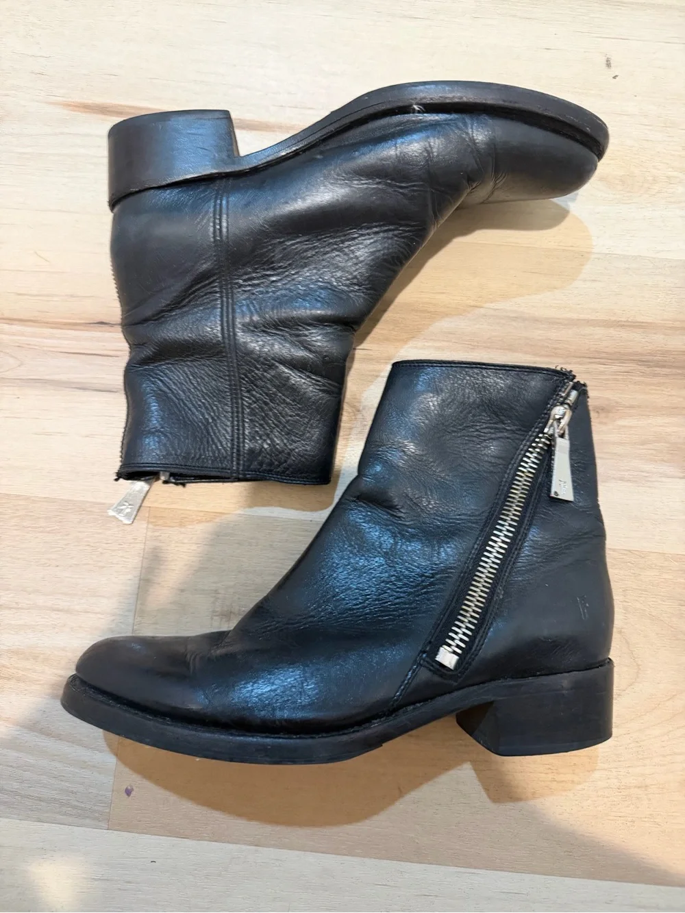 Frye black Demi zip bootie in black